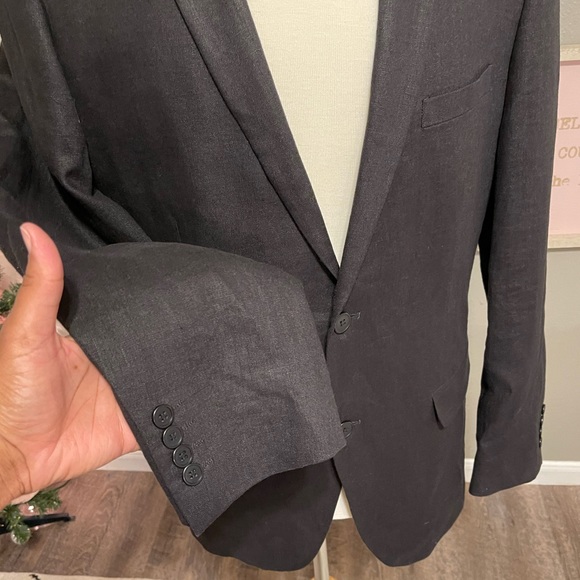 H&M Black Linen Notched Collar Blazer 44R - Picture 6 of 12